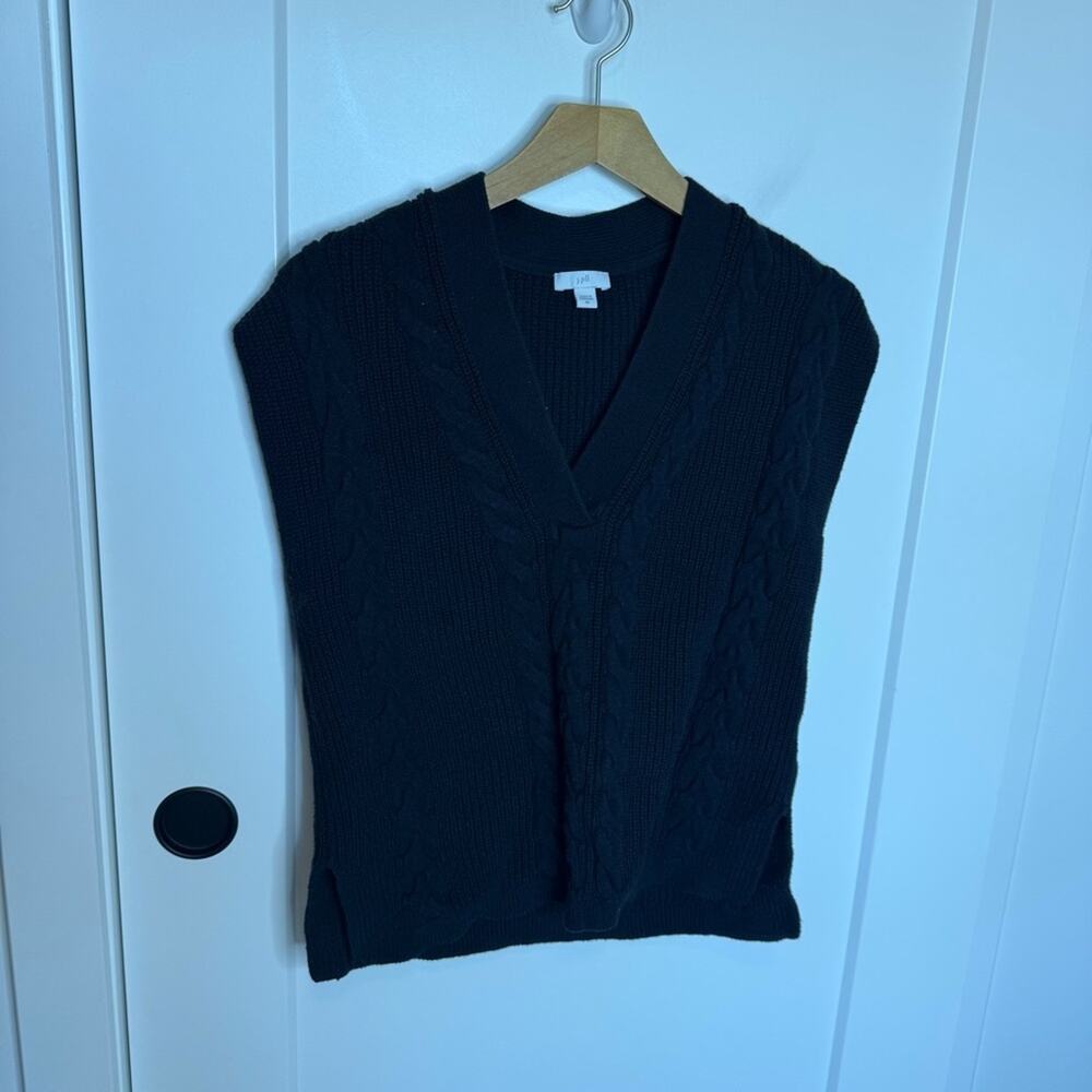 J. Jill Black Cotton Blend Knit Cable Knit V-neck Sweater Vest Top Size XS